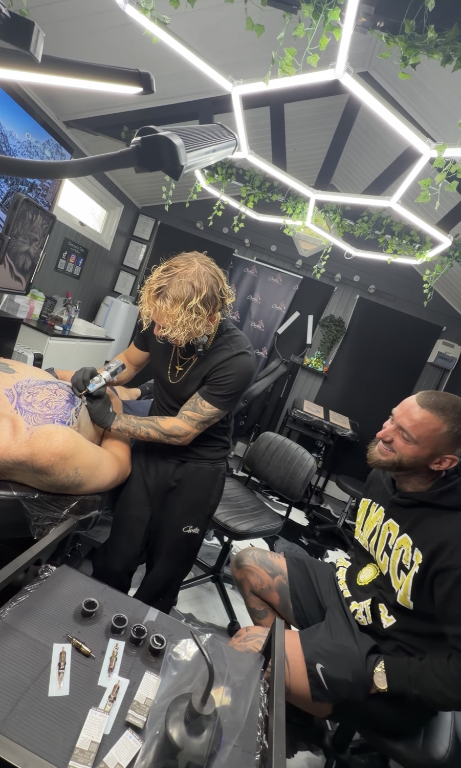 Jack tattooing a client in his private Oxfordshire studio